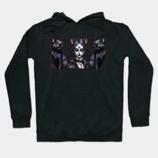 Goth Cat Girl with cats Hoodie